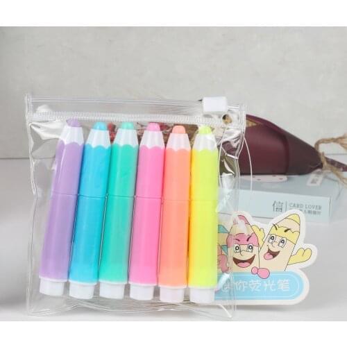 Mini Fluorescent Highlighter Pencil Shaped Cute TextMarker Coloring DIY Creative Neon Assorted Colors School Office Supples Gift