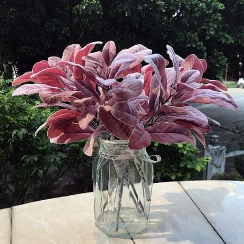 6Pcs Artificial Flowers Flocked Lambs Ear Leaf,Rabbit Ear Stems Foliage Picks Artificial Greenery Plant for Home Wedding