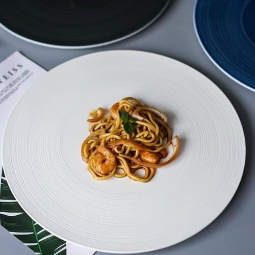 Nordic Ceramic Steak Plate Flat Dish Plate Round Western Restaurant Plate Tray Set Plate Pasta Plate Creative Western Food Plate