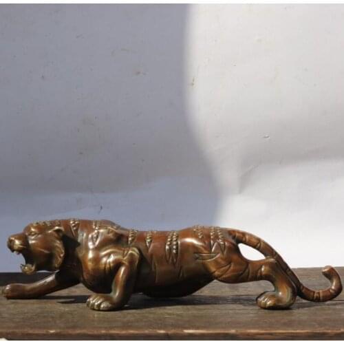China archaize brass leopard crafts statue