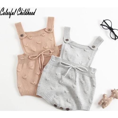 3m 6m 12m 18m 24m baby girl knitted strap Romper spring autumn infant newborn brown gray one piece jumpsuit toddler clothes