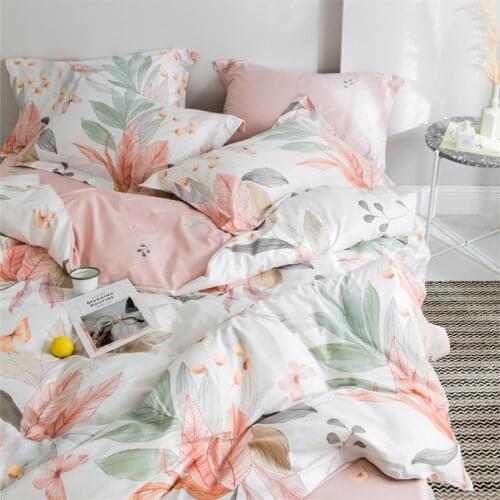 Nordic 3/4pcs Bedding Sets Rainforest Leaf Floral Pattern Quilt Cover Pillowcase Bed Sheet Soft and Breathable Duvet Cover Sets