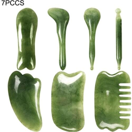 7pcs Natural Jade Stone Board Massage Tool SPA Body Massager Gua Sha Board Or Chin Neck Face Lifting Remover Beauty