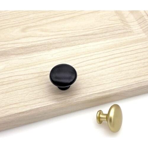 Fashion Modern Aluminum Alloy Black Door Handles Golden Kitchen Cabinet Handle Drawer Knobs Circular Hardware