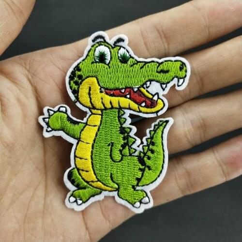 Cartoon Crocodile (Size:6.2x5.5cm) DIY Iron on Embroidery Cute Animal Sticker Patches for Clothes Apparel Appliques Wholesale