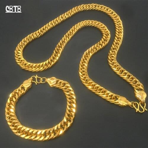 10mm Mens Bracelet Necklace Large Flat Snake Bone Chain Necklace Wedding Luxury Gold Jewelry Accessories Bracelet Necklace Set