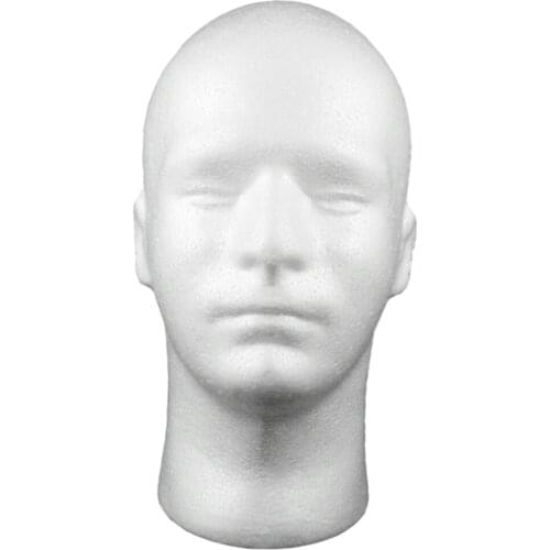 Male Foam Mannequin Wig Head Display Hat Cap Wig Holder White Foam Head