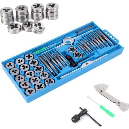 40 Piece Tap and Die Set w/Case Tapping Threading Chasing Repair, Metric Tap and Die Screw Extractor Set