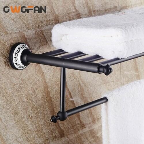 2019 New Bathroom Shelves Black Towel Racks Classic Wall Mount Bathroom Accessories Ceramic Home Decorations Wholesale SY-089R