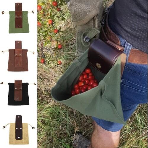 Outdoor Bag Tools Canvas Foraging Pouch For Hiking Treasures Seashells Easy Looping With Belts Leather And Canvas Bushcraft Bag