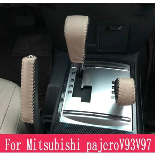 Suitable for Mitsubishi Pajero V93 V97 Pajero Sport leather handlebar cover gear lever dust cover gear lever cover