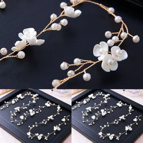 Bridal Wedding Crystal bride hair accessories Pearl Flower headband Handmade hairband Beads Decoration Hair Comb For Women