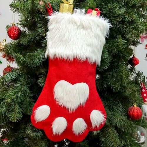 1/PCS Christmas Stockings Home Decoration Accessories Christmas Gift Bags Pet Dog Cat Paw Stocking Socks Xmas Tree Ornaments