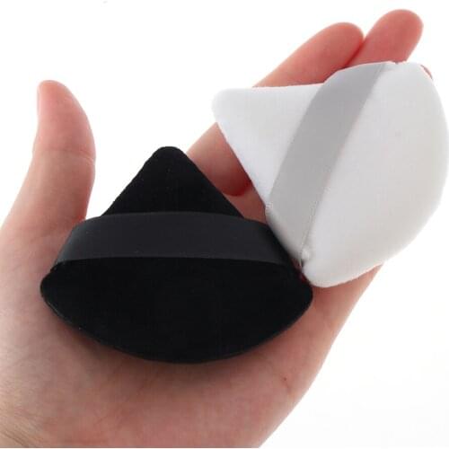 1 Pc Black /White Mini Face Makeup Sponge Triangle Velvet Powder Puff Soft Cotton Washable Lightweight Make Up Tools