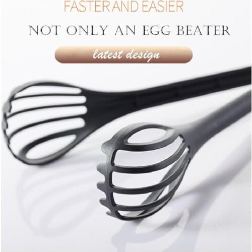Egg Beater 3 in 1 Nylon Food Tongs Manual Egg Whisk Pasta spaghetti Spoon Kitchen Utensils Hand Mixer Multifunctional