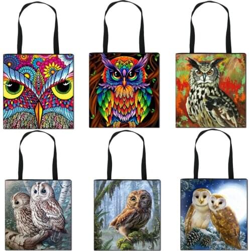 Floral And Owl Printed Womens Casual Tote Female Daily Use Female Shopping Bag Ladies Single Shoulder Handbag Simple Beach Bag