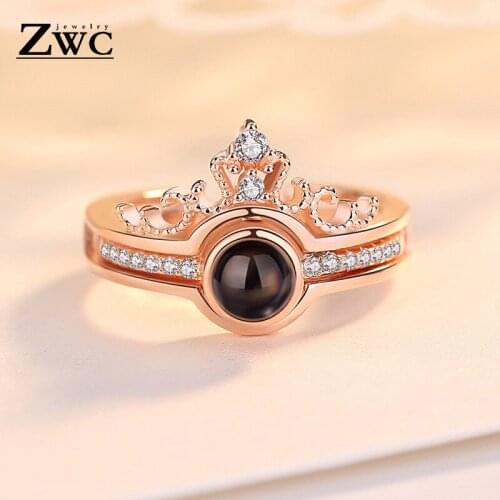 ZWC Fashion 100 languages I love you Projection Rings For Women Men Romantic Memory Confession Ring Wedding Jewelry Wholesale