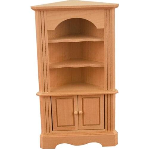 1:12 Scale Dolls House Handcraft Retro Antique Unpainted Wooden Miniature Cabinet Cupboard Bedroom Living Room Furniture Toy