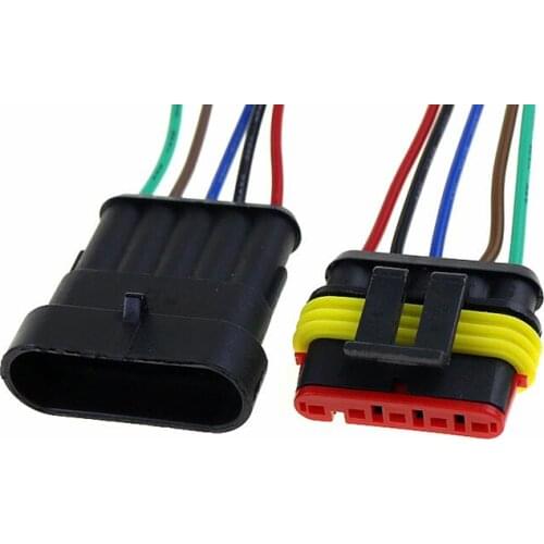 1 Kit 5 Pin 5 Way Automobile waterproof connector, AMP plug, socket, male and female waterproof connector, wire connector