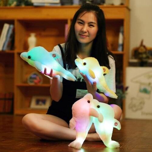 1pcs 32cm LED Lighting Stuffed Animal Luminous Plush Toys Stuffed Dolphin Baby Sleeping Toy Birthday gift For Children
