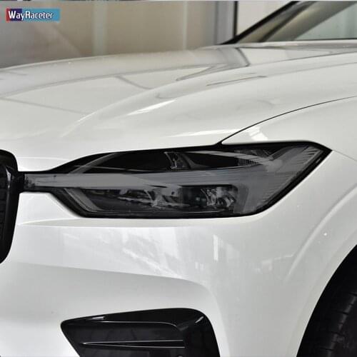2 Pcs Car Headlight Protective Film Headlamp Restoration Transparent Black TPU Sticker For Volvo XC60 2014-2020 Accessories