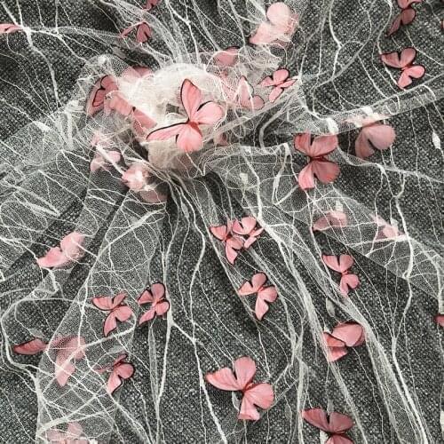21Color Black White New 3D Butterfly Applique Childrens Clothing Lace Fabric Skirt Skirt Fashion Mesh Fabric Width 155CM