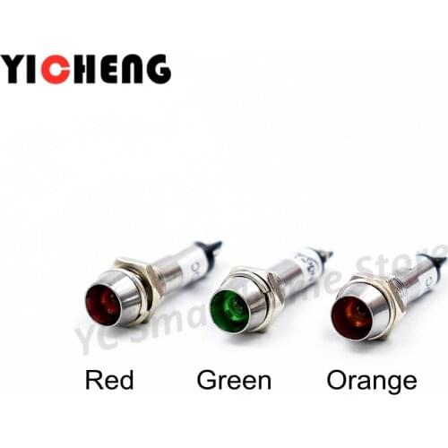3Pcs XD8-1 power supply working signal light LED light indicator, red green and Orange yellow AC220V DC12V DC24V opening 8mm