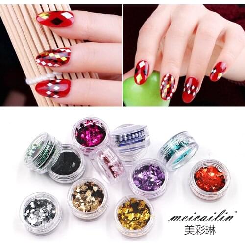 12PCS/Set 3D Mini Ultrathin Nail Glitter Powder Nail Art Decoration Dazzling Irregular Paillette for Manicure DIY Nailart Design