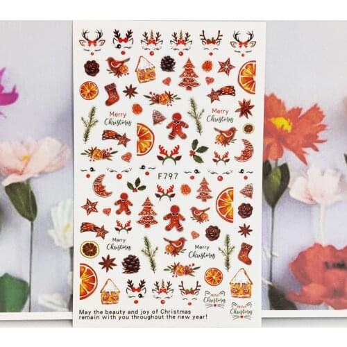 3D Stickers for Nail Blue Christmas Tree Socks Star Design Fashion Manicure Sticker Accessories Cute Cartoon Nail Art Decoration