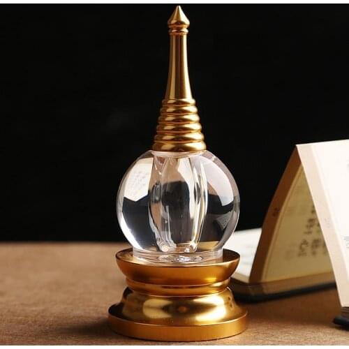 4.5'' Alloy Acrylic Buddha Tibet Tibetan Buddhist Mikky Crystal Stupa Tower personalized