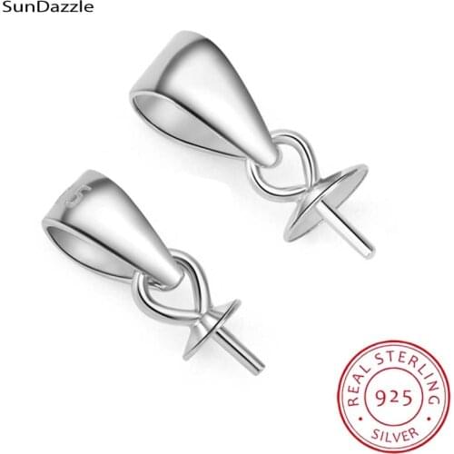 5pcs Genuine Real Pure Solid 925 Sterling Plain Silver Bead Cap Connectors For Ball Beads Pendants Cap Jewelry Making Findings