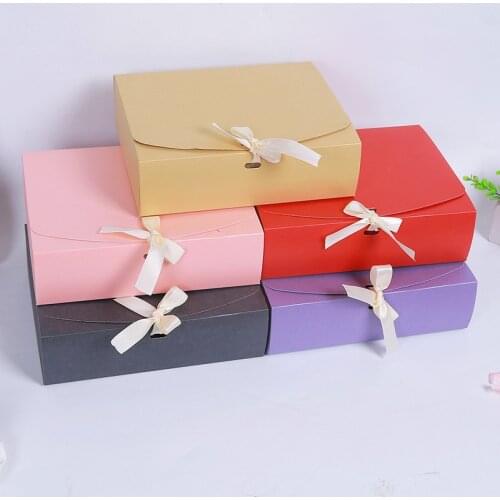 500pcs 24.5x20x7cm Large Gift Box Cosmetic Bottle Scarf clothing Packaging Color Paper Box with ribbon Underwear packing box