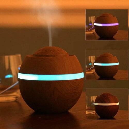 7 Colors Light Wood Pattern Air Humidifier 500ML Ultrasonic Humidifier Aroma Diffuser Humidifier With Night Light Mute Safe