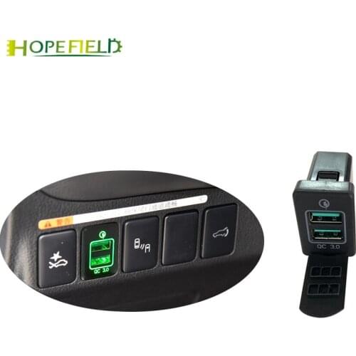 Green Led Dual USB Charging QC3.0 Quick Charger Socket Adapter For Toyota Camry Prado Corolla RAV4 Yaris Highlander Vios Reiz