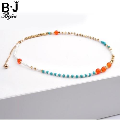 Bojiu Energetic Necklace For Women Colorful Seed Bead Exquisite Necklace Festival Gifts Young Fashion New Jewelry NKS088