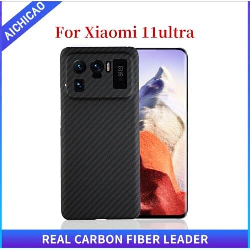 Aichicao-carbon fiber phone Case For XIAOMI MI 11 Ultra Aramid fiber Phone cover Ultra-thin business MI 11 Ultra 5G shell
