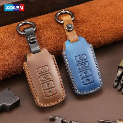 Genuine Leather Car Remote Key Case Cover Fob Shell For Toyota Highlander RAV4 Camry Avalon Corolla Crown Prado Auto Accessories