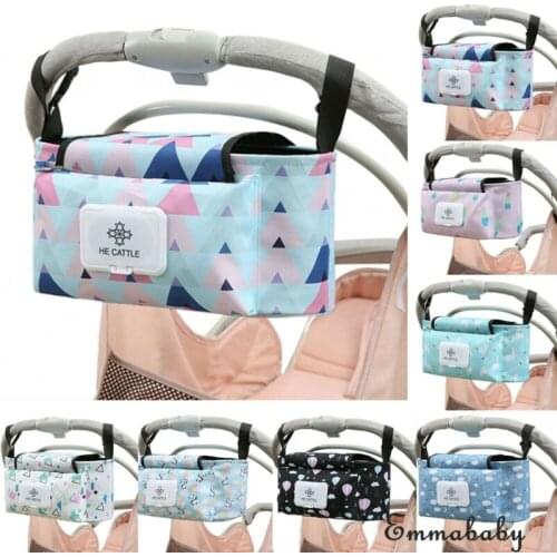 Baby Stroller Storage Bag Baby Nappy Stroller Accessory Changing Diaper Stroller Carriage hanging basket Storage Cup Bag New