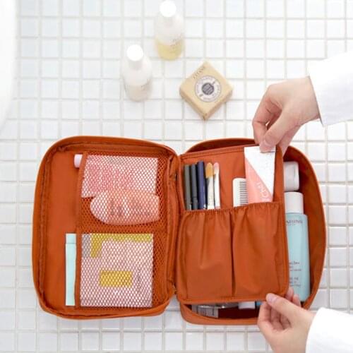 Travel Cosmetic Bag Women Zipper Make Up Bag Polyester High Capacity Makeup Case handbag Organizer Storage Wash Bath Bag