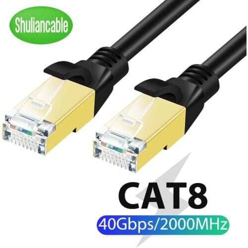 Shuliancable Cat8 Ethernet Cable SSTP 40Gbps Super Speed Cat 8 RJ45 Network Lan Patch Cord for PS 4 Router Laptop Cable Ethernet