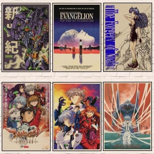 Canvas Painting Japanese Anime Evangelion Anime Posters Retro Poster Wall Decor Wall Art Home Decor Photos for Childrens Room