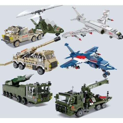 Kazi Military vehicle plane Missile Launcher Truck Tank Armour army fighter Model Building Blocks Sets Educational kid Toys gift