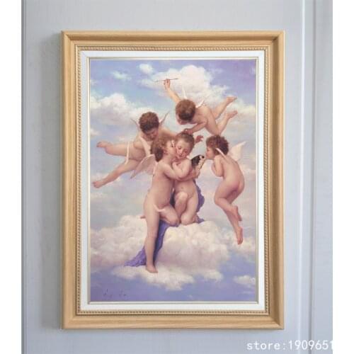 Cotton no frame classical religion figures baby angels canvas printings oil painting printed on cotton art decoration picture