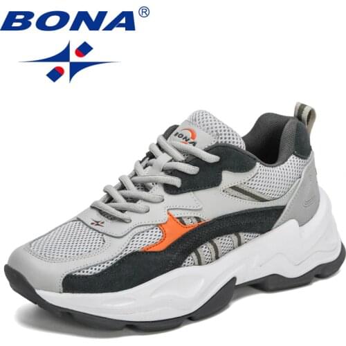 BONA 2021 New Designers Popular Sneakers Men Vulcanized Shoes Air Mesh Mens Lightweight Casual Shoe Male Leisure Comfy Footware