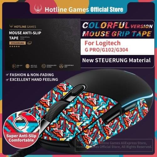 Hotline Games Mouse Grip Tape for Logitech G203,G305,G102,G304,G Pro Gaming Mouse Anti-slip Tape [Color-Battel Fire]