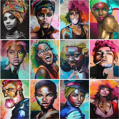 AZQSD Oil Painting By Numbers African Women Paintings DIY Portrait Paint By Number Canvas Painting Kits 40x50cm No Frame
