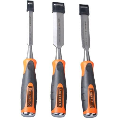 3-piece set of woodworking chisel set of flat chisel, raised head, through the center and slotting