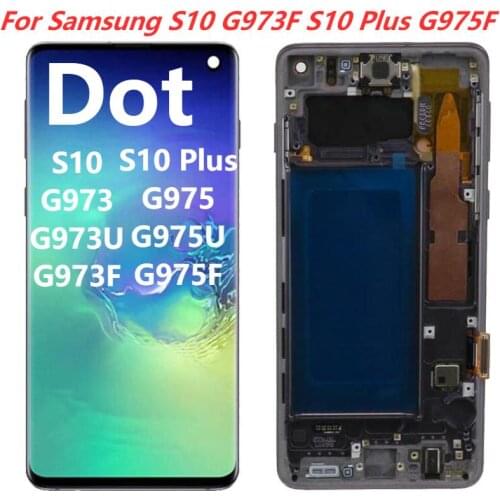 Original AMOLED With Dot G973F G975F Display Screen For Samsung Galaxy S10 6.1 inch S10 Plus 6.4 inch Touch Screen With Bezel