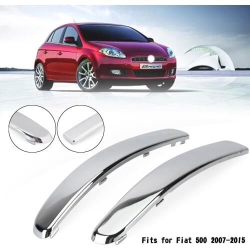 Pair Chrome Front Bumper Lower Moulding Trim For Fiat 500 2007-2015