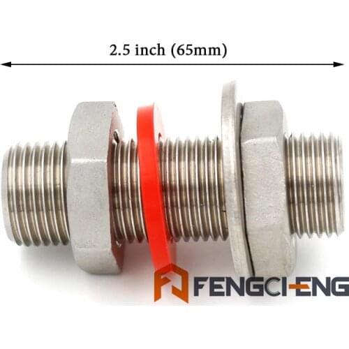 Variable Length Wedless Bulkhead, 1/2"NPS x 2.5" Nipple, Kettle/Cooler Bulkhead, Free Shipping